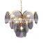 Modern Luxury smoky grey glass led circle art decor gold pendant light
