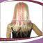 cheap long straight wholesale blond wig with pink highlight