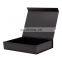 Custom ribbon bow a4 shallow black laminated presentation gift box with magnetic lid