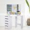 Corner Dressing Table Mirror Set Wooden Vanity 5 Drawers Makeup Dresser