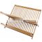 Awesome 2 Tier Natural Bamboo Folding Dish plate Drying Rack with drainboard