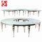 Gold Stainless Steel Luxury Half-Moon Wedding Table Mirror Glass Top Banquet Event Wedding Serpentine Table