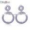 New 2016 Bridal Fashion Paved Setting Cubic Zirconia Clear Crystals Round Earrings