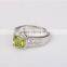 Fahion prong setting square natural stone crystal silver engagement ring