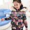 2015 new fashion korea style floral print long girls clothing children down jackets kid clothes