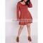 A-line plus size bell sleeve rust dress