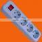 Europe style 6 way extension power socket with grounding and switch (E8006ES)