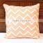 Chevron embroidered linen decorative pillow cover in orange hue