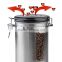 Stainless Steel Metal Type and Metal Material Stainless steel Coffee Canister, lid can breath