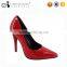 China factory ladies red color high heel dress shoes for dinner