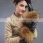 Women Girls Winter Plush Raccoon Fur Leather Mitten Gloves Warm Driving Gift