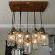 0627-4 Handcrafted Mason Rustic Vintage Style Wood Crate Canopy Jar Pendant Chandelier