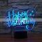 3D Optical Night Light Happy Birthday Gift 7 RGB Light Colors 10 LEDs AA Battery or DC 5V Mixed Lot