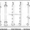 Stainless Steel Balustrade Post 1100mm High with 4 Glass Clamps (double way)