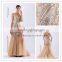 New hot selling yellow one shoulder mermaid prom dress organza chapel wedding dress bridal gown