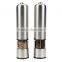 Automatic Stainless Steel Spice, Pepper, Salt Grinders and Mills -Ceramic, Battery Power, One-touch grinder set of 2