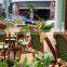 YH-5037 Aluminum and rattan material bamboo look dining table and chairs