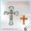 Unique Wooden decorative wall hanging crosses with double layer metal crosses decor