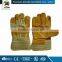 striped cotton back & rubberized cuff Cow grain leather glove
