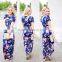 floral print dresses Short Sleeves Round Neck Summer Maxi Dress flower long dress