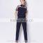  lady dark navy blue fashion detachable pants low price