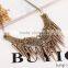 Western trendy tassel luxury mandarin orange rhinestone crystal vintage statement necklace jewelry