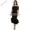 Black Bow Cape Off Shoulder Short Sleeve Cocktail Ruffle Mermaid Bodycon Dresses