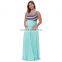 Kate Kasin Women's Aquamarine Striped Patchwork Sleeveless U-Neck Maternity Maxi Tank Dress KK000676-2