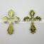 Religious Antique Gold Metal Medal Leaf Cross