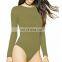 2020 new arrival ladies crewneck long sleeve purple plain shirt bodysuit leotard for women
