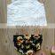Baby Girls Sunflowers Outfit Summer Toddler white lace tops & Shorts 2pcs Set for 0-3T