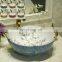 Multicolor flower shape countertop art wash ceramic bathroom basin sinks with flower bird design