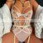 Lace Bodysuit Lingerie Sexy Hot Transparent Women's Revealing Underwear Embroidery Mesh Nightwear