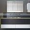 Black handleless lacquer pvc modern style kitchen cabinet with big island