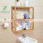 Bamboo bathroom rack 3 layers multi-function adjustable shelf wall hanging