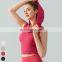 Wholesale Fitness Running Tank Top Hooded V Neck Slimming Fixed Pad Vest Sport Sleeveless Short T Shirt Ribbed Yoga Tops Women