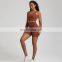 Wholesale Sexy Cross Back Thin Strap Long Line Sports Bra High Waist V Back Peach Hip Two Piece Women Yoga Gym Workout Suit Set