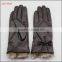 ladies brown pu leather hand gloves with fake fur