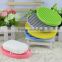 Pink silicone soap frame elliptic by the washbasin