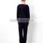 Ladies Petite embroidered with contrast color cuff Onesie Pajamas with Hood