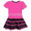 H4710 FUCHSIA wholesale new baby girl long coat with o-neck cotton shirt applique for nova brand t shirt