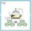 New design clear glass double wall antique tea pots set 1pot+6cups+1warmer