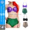 Coulorful mermaid split bathing suit wholesale tanga brazilian bikini 2016