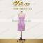 Purple color strapless waistband beaded ruche party girl short bridesmate dress
