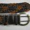cheap price weave braid PU leather with double prong buckle garment belt