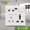 China manufacture PC material 13A 250V electrical single gang triple light wall switch socket
