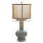 wholesale brown round ceramic table lamp with white cylinder fabric shade for home decor