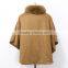 women cashmere cape with fox fur