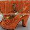 10 cm high heels Hot sale african women's shoes and bag of set unit 4 different colors