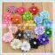 New arrival Handmade Satin Ribbon flower HairClips with rhinestone Small satin flower